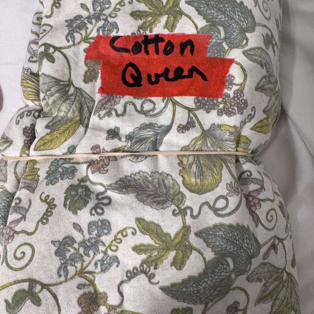 Cotton Queen white & green floral print top sheet